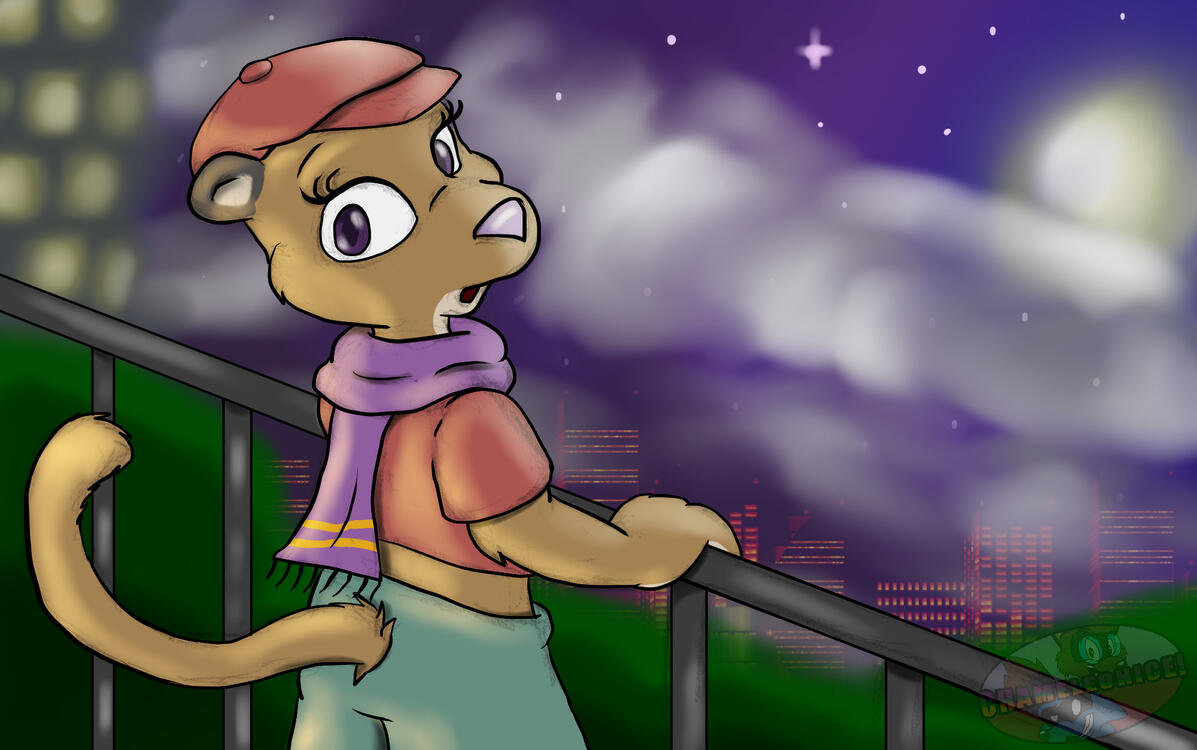 Violette looking over her shoulder.